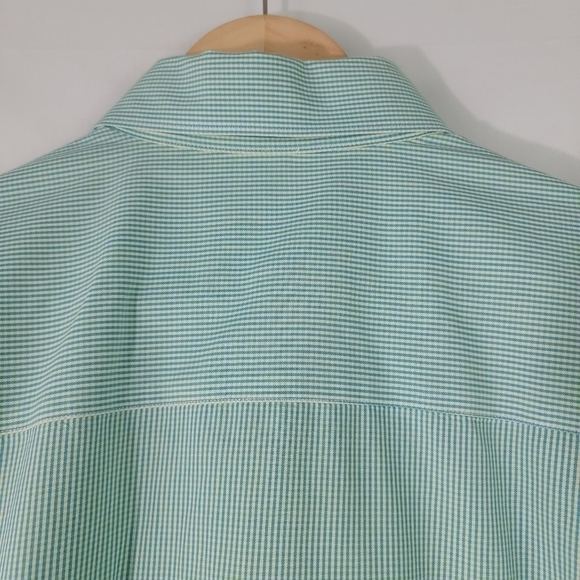 TATTERSALL London Men Button Down Shirt Sz 161/2 Green/White Stripe 100% Cotton - Picture 6 of 10